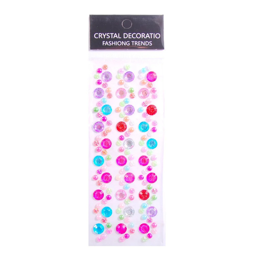 Customized DIY Flash Maiden's Heart Burst Self Adhesive Face Rhinestone Stickers Crystal Decorative Sticker Multicolor Acrylic