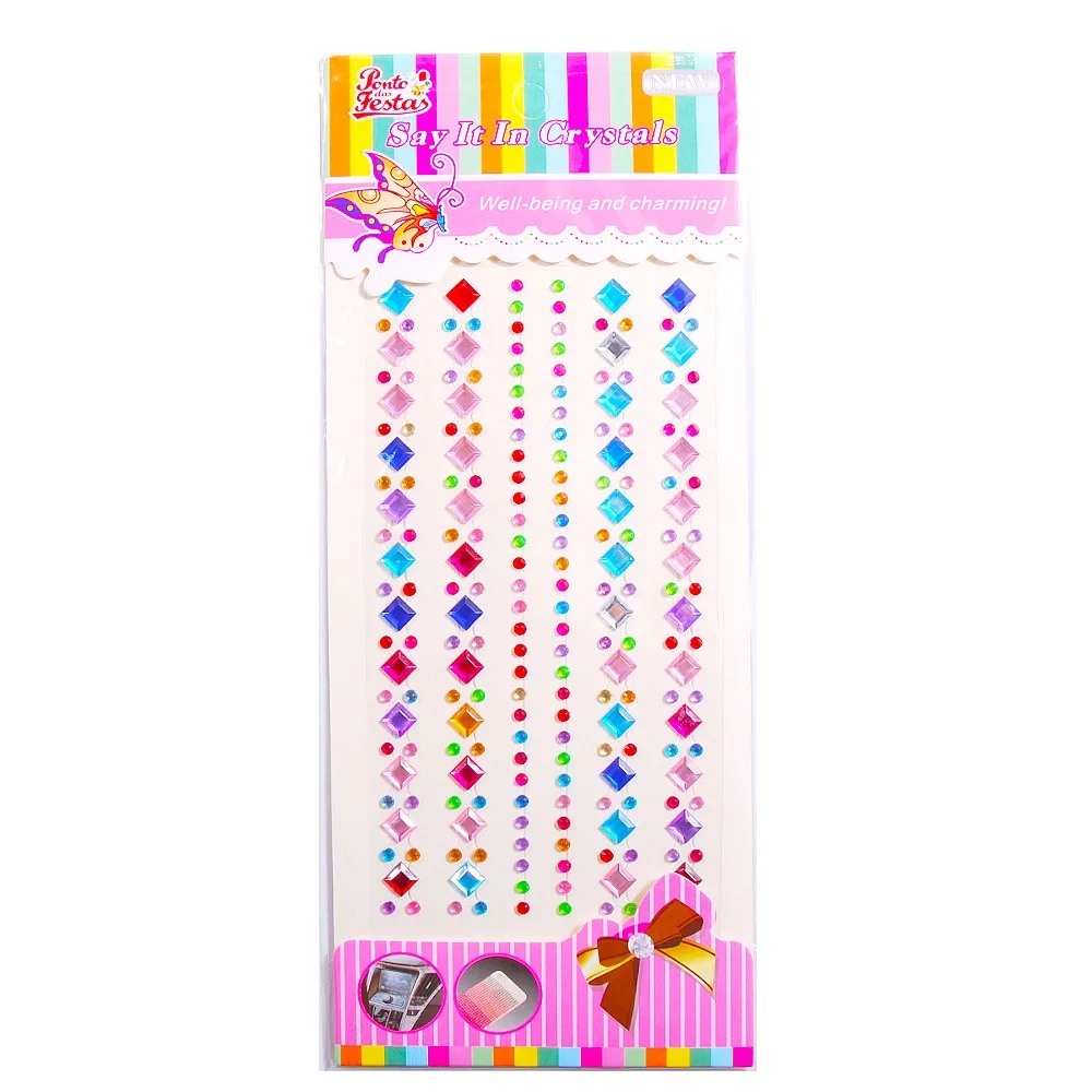 Hand-made Multicolor Flash 3d Decorative Cute Girl Self Adhesive Rhinestone Stickers