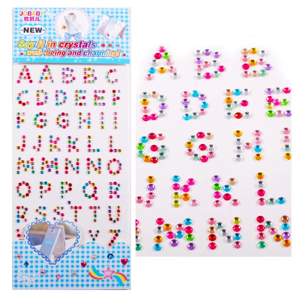 Temporary Eco-friendly Multicolor Acrylic Rhinestone Diamond Bling Crystal Sticker Sheet with Glue-On Application 9cm*15cm