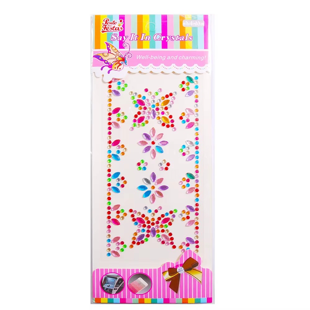 Modern Art Originality DIY Decorate Acrylic Self Adhesive Bling Rhinestone Diamond Sticker Sheet Multicolor for Bags Garment
