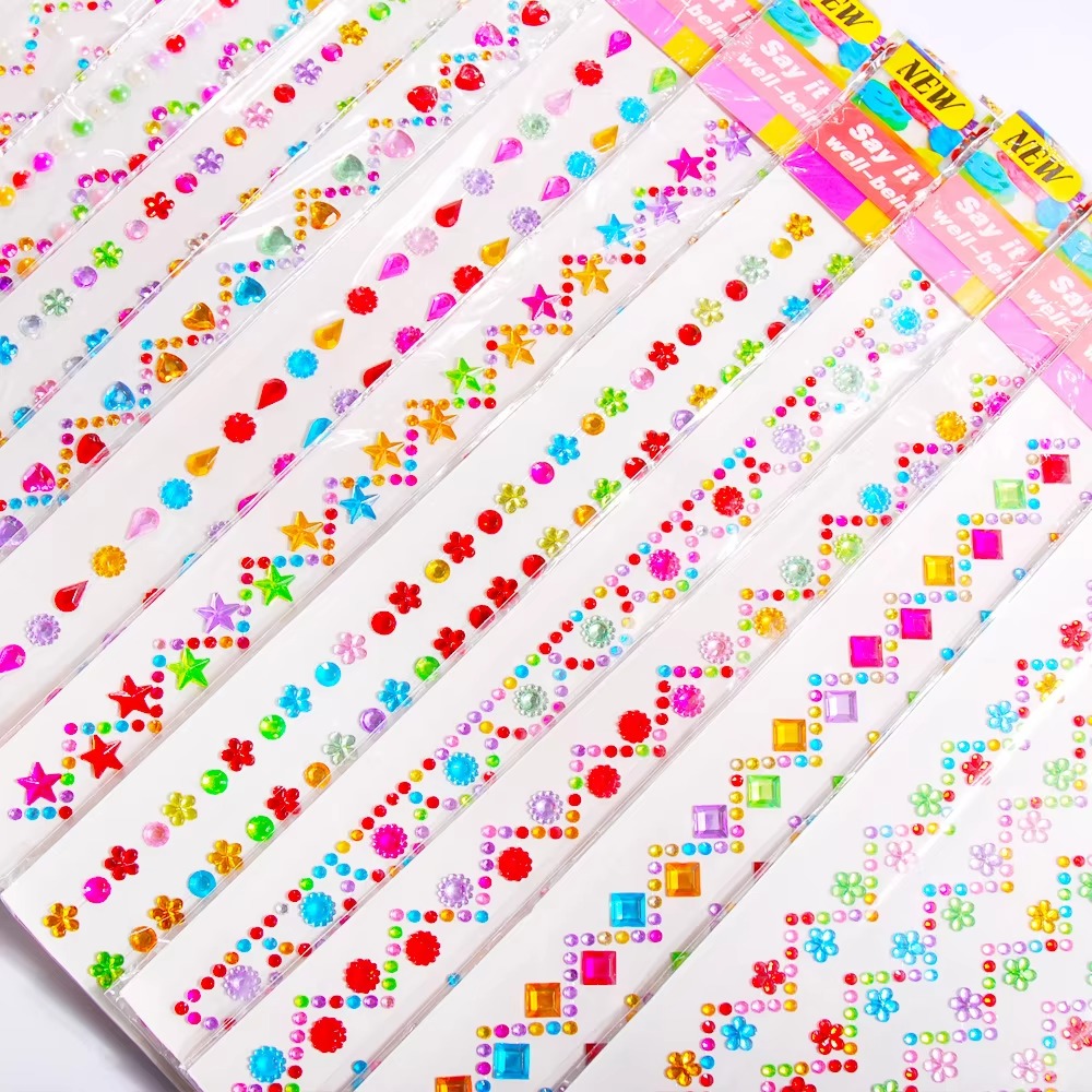 Popular Square Rhinestone Sticker Gems Crystals Sheet Face Rhinestone Stickers